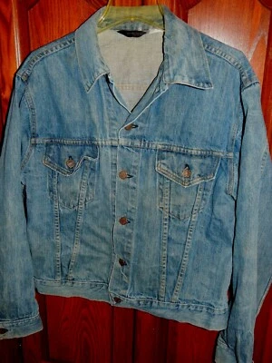 True VTG Men's L JCPenney Jean Denim Chore Work Jacket Distressed Hipster - Image 1 of 4