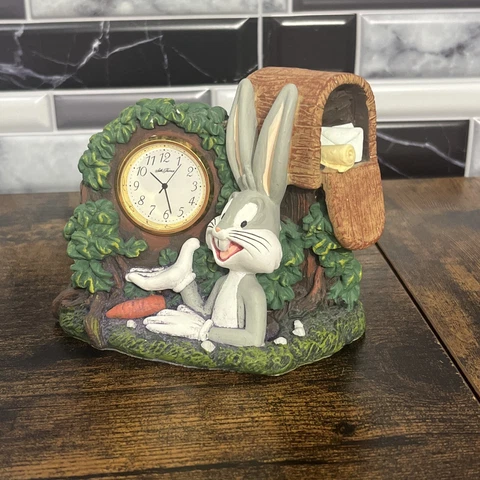 Vintage Seth Thomas Bugs Bunny Clock 1994 Warner Brothers Shelf Mini Sculpture Cover