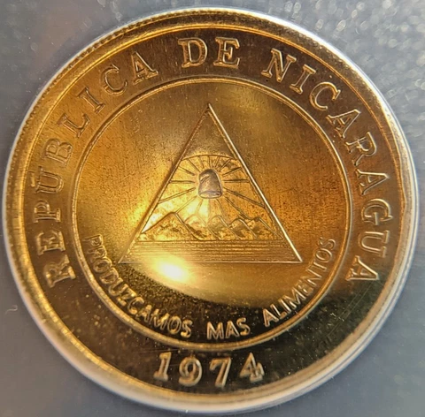 1974 Nicaragua 5 Centavos ANACS MS64 Food & Agriculture Organization Cover