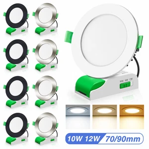 70/90mm LED Recessed Downlight Tri Color Changeable DIM Flat Spotlights IP44 - Picture 1 of 12