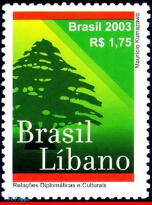 2905 BRAZIL 2003 LEBALON, DIPLOMATIC RELATIONS, TREE, MI# 3337 RHM C-2548, MNH  - Picture 1 of 2