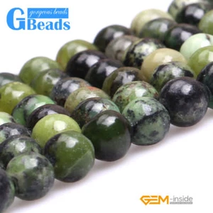 Cuentas de turquesa de hierba verde natural piedras preciosas redondas cuentas para hacer joyas 15" 6 mm - Imagen 1 de 6