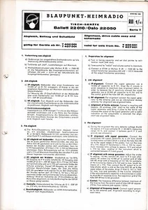 Service Manual Instructions for Blaupunkt Ballet 22010, Oslo 22050 - Picture 1 of 1