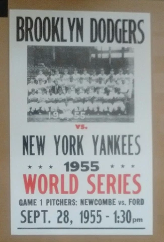 Brooklyn Dodgers  Baseball 1955 World Series Poster Yankees  14x22 Cover