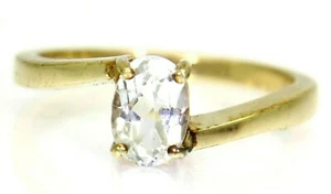 Aquamarine Solitaire 9ct Yellow Gold Bypass ring size N ~ 6 3/4 - Picture 1 of 8