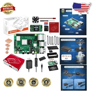 Complete RasTech 4GB Raspberry Pi 4 Kit: Power Supply, Heatsink & More Included - Picture 1 of 8