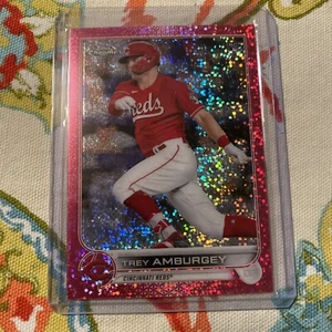 2022 Topps Chrome Magenta Speckle Refractors #61 Trey Amburgey RC/350 - Foto 1 di 3