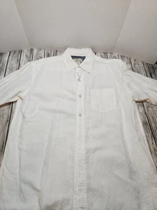 Bob Timberlake White Linen Blend Size Medium Short Sleeve Shirt - Picture 1 of 6