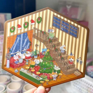 1 Set 3D Stereoscopic House Sticker DIY Cabin Scene Stacking Animal Stickers _in - Picture 1 of 16