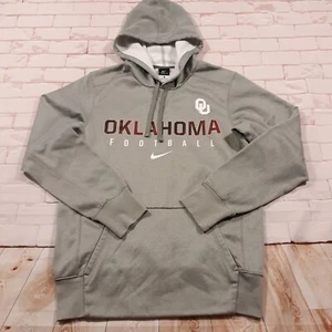 Nike Oklahoma Sooners OU Football Sweatshirt Hoodie Mens Small Therma-Fit Gray - Picture 1 of 8