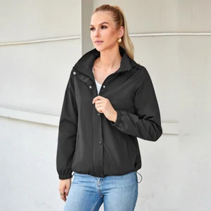 Womens Waterproof Jacket Raincoat Ladies Outdoor Wind Rain Forest Coat Rainy - Picture 1 of 4