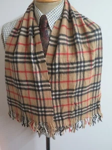 Genuine Burberry 100% Cashmere Nova check Scarf Length 53" 134 cm - Brown - Picture 1 of 5