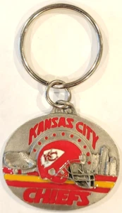 NFL Kansas City Chiefs Pewter Keychain, NEW (OVAL) - Picture 1 of 1