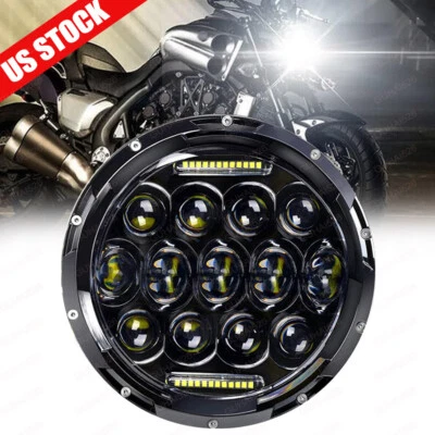 Faro LED redondo DOT de 7 pulgadas para motocicleta para Harley Café Racer Honda negro Foto 1 de 4