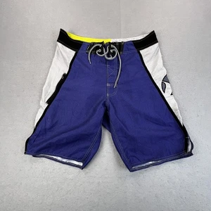 Split Board Shorts Mens 34 Blue White Surf Swim Trunks Drawstring Zip Pocket - Picture 1 of 16