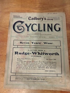 Vintage Antique Cycling Magazine September 14th 1904 bicycle - Picture 1 of 6