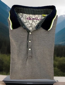 Robert Graham Polo Shirt Men's Size XL Short Sleeve Textured Blue White Print - Picture 1 of 7