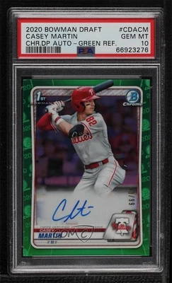 2020 Bowman Draft Chrome Picks Green Refractor /99 Casey Martin PSA 10 Auto - Image 1 of 2
