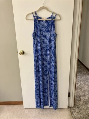 Maxi Vestido Michael Kors Nuevo sin Etiquetas Azul Real Para Mujer Sol Pierna Frontal Abertura Talla Pequeña Foto 1 de 4