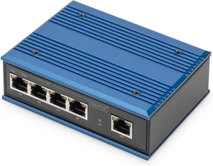 DIGITUS PoE Netzwerk-Switch 5-Port Gigabit Ethernet DIN-Rail Montage Lüfterlos - Afbeelding 1 van 1