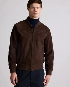 Quince Mens 100% Suede Bomber Jacket Dark Brown XXL Xl New! - Picture 1 of 4