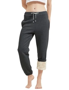 Women's Sherpa Lined Sweatpants Winter Warm Fleece Lined Sweatpants with Pock... - Picture 1 of 6