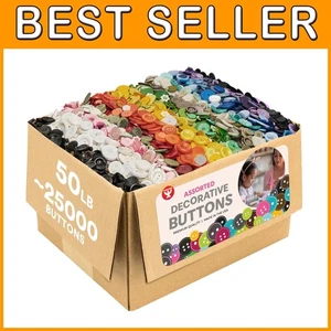Colorful Crafting Buttons Mix - 25,000 Assorted Pieces - Picture 1 of 8