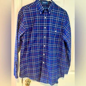 Towncraft Blue Plaid Long Sleeve Button Down Shirt Men’s Size M Wrinkle Free - Picture 1 of 10