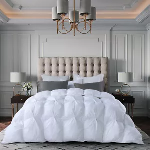 SNOWMAN All Season White/Gray King Queen Size Goose Down Feather Comforter Duvet - Picture 1 of 29