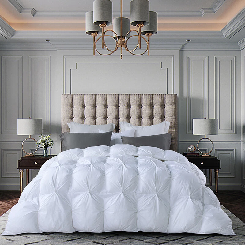 SNOWMAN All Season White/Gray King Queen Size Goose Down Feather Comforter Duvet