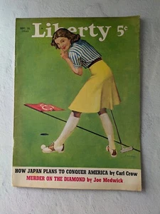 Liberty Magazine, September 28, 1940 Female Golfer Cover, Murder On The Diamond - Picture 1 of 8