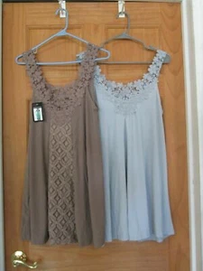 Women's WinWin Sleeveless LACE Tunic Size S/M BROWN or GRAY (CUTE) - Picture 1 of 6