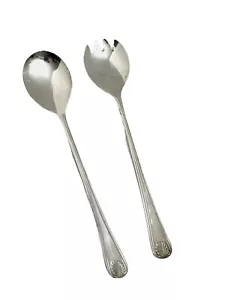 Vintage Sheffield Salad Fork & Spoon Silver Plated Salad Serving Set England - Picture 1 of 8