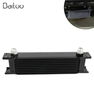 10 Row Black Aluminum Engine Transmission Oil Coolers 10AN Hose End Fittings Kit - Picture 1 of 18