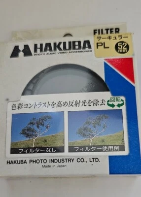 52mm Circular Polarizer polarizing CPL Glass Lens Filter PL-C Japan Hakuba E-52 - Image 1 of 4
