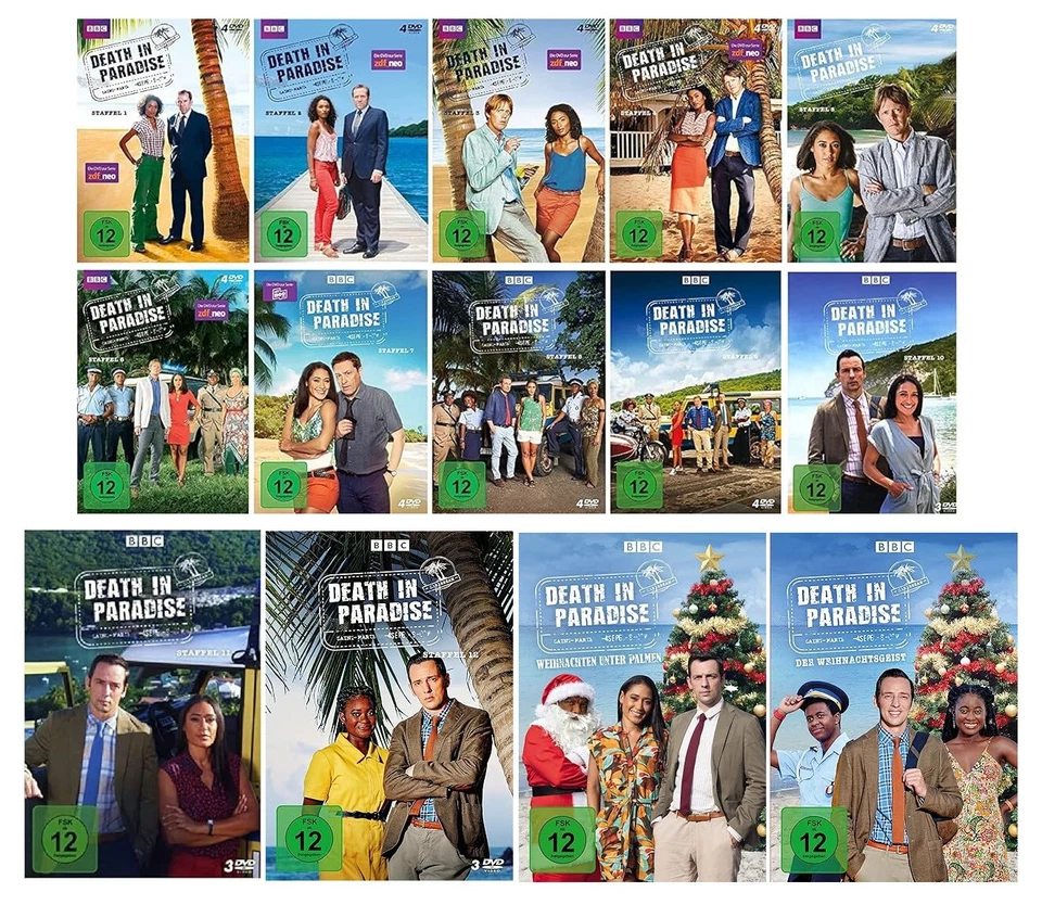 47 DVDs * DEATH IN PARADISE STAFFEL 1-12+WEIHNACHTEN 1+2 (PALMEN+GEIST) SET# NEU