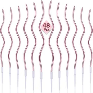48 Pcs Twisty Birthday Candles Spiral Cake Candles with Holders for Wedding - Picture 1 of 7