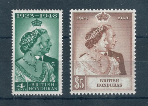 British Honduras 1948 Silver Wedding full set of stamps. Mint. Sg 164-165 Cover