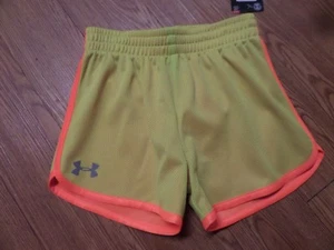 bnwt girls under armour shorts-size 5-yellow/orange trim - Picture 1 of 2