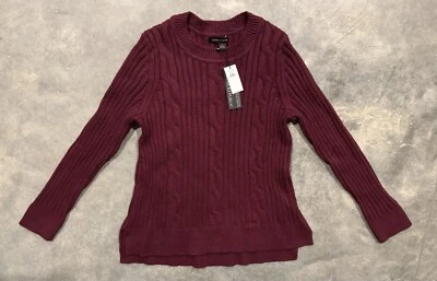 Suéter Pullover Banana Republic Mujer Granate Tejido con Cable Talla Grande Nuevo con Etiquetas Foto 1 de 4