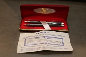 VTG CENTENNIAL PEN & PENCIL SET IN ORIGINAL RED VELVET CASE - Picture 1 of 7