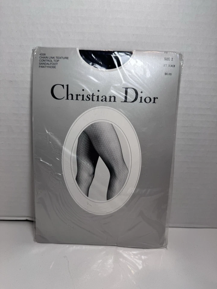 Meia-calça Christian Dior preta textura elo de corrente controle tamanho 2 - Imagem 1 de 3