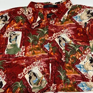 Marc Edwards Hawaiian Shirt Hula Dancers 100% Rayon Size Large Beach - Picture 1 of 5