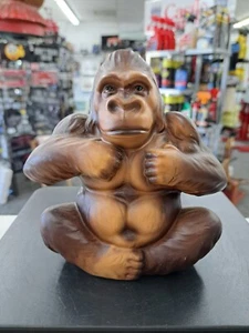 Vintage Multicolored Ceramic Piggy Bank. Brown Seated Gorilla T-1553 - Picture 1 of 7