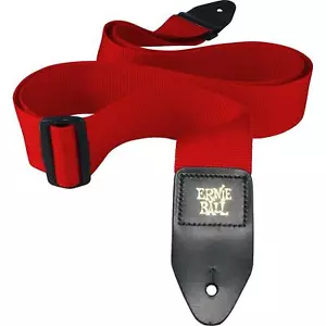 Ernie Ball Polypro Guitar Strap Leather Ends Adjustable Way Long - Red , 4040 - Picture 1 of 1