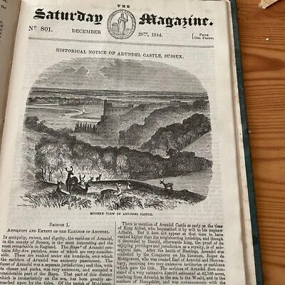 Impresión antigua 1844 - CASTILLO ARUNDEL + Artículo de 8 páginas Foto 1 de 4