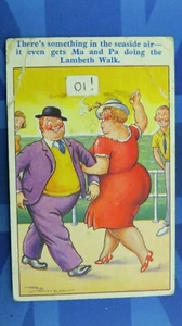 WW2 Humoresque Comic Postcard 1939 Lambeth Walk Fat Man BBW Large Lady Bottom - Picture 1 of 2