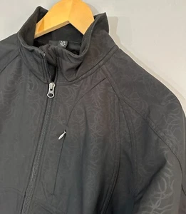 Kirkland Signature Soft Shell Jacket Women Large Black Fleece Lined Pattern Zip - Picture 1 of 7