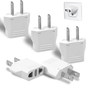 6 Pack Travel Adapter: European to US Outlet Plug Adapter (White) - Picture 1 of 12