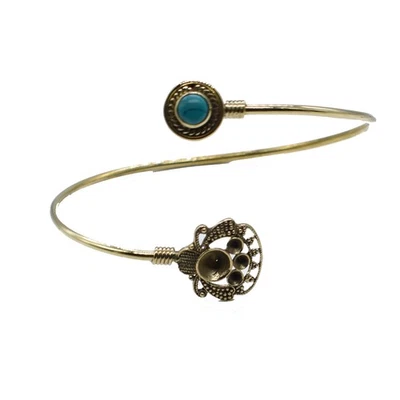 Tibetan Turquoise Gemstone Brass Bangle Jewelry Bracelet 7 h524 - Image 1 of 4
